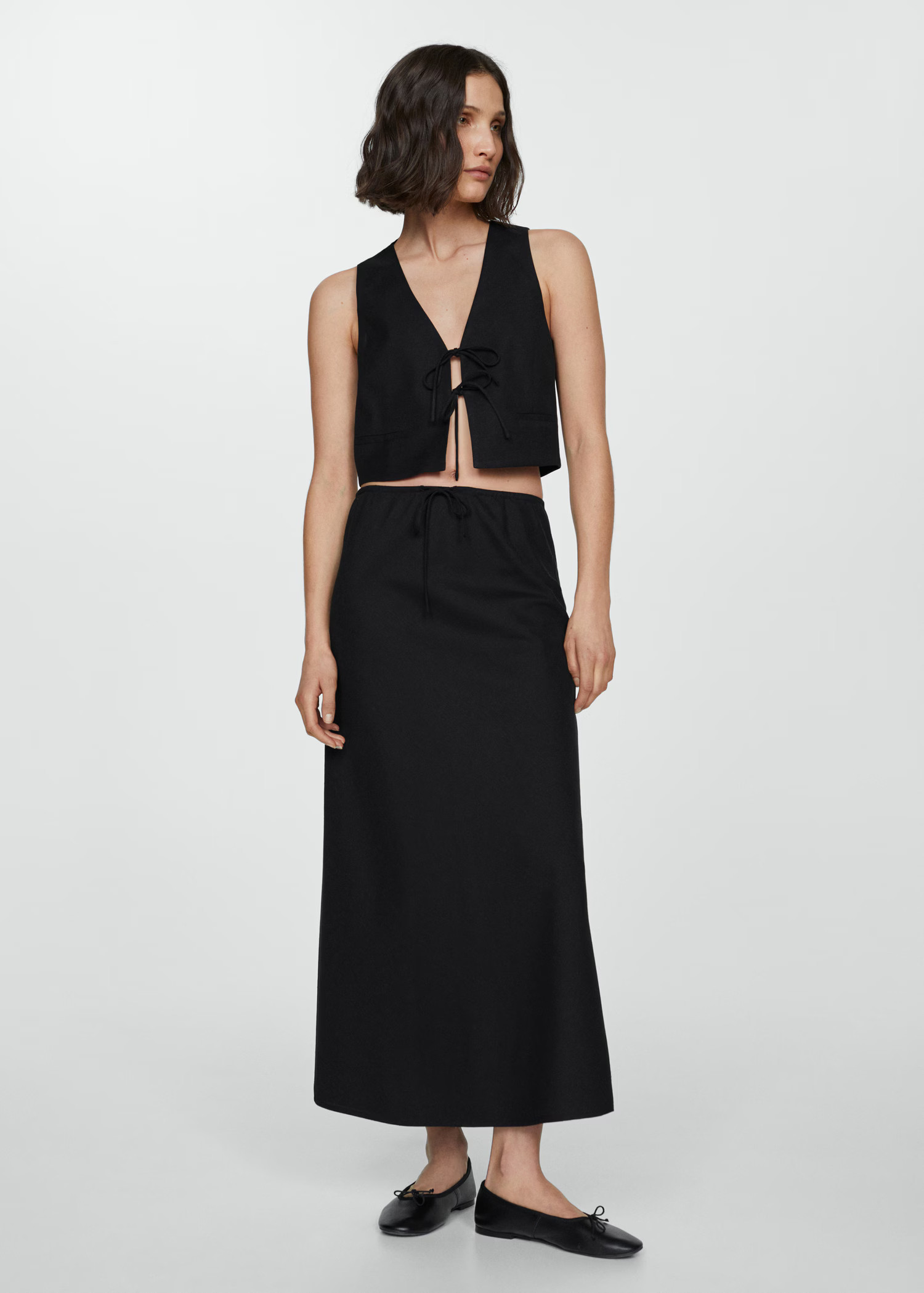 Long skirt with adjustable bow | MANGO (US)