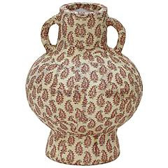 Cotton Mache 10" High Peach Paisley Decorative Vase | Lamps Plus