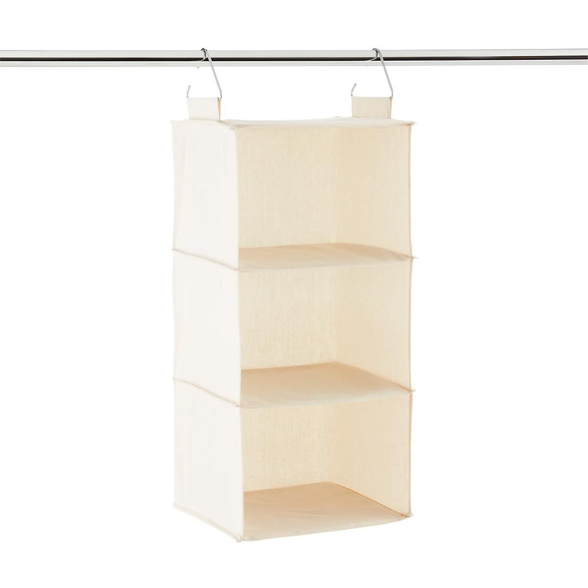 3-Compartment Natural Canvas Hanging Sweater Organizer | The Container Store