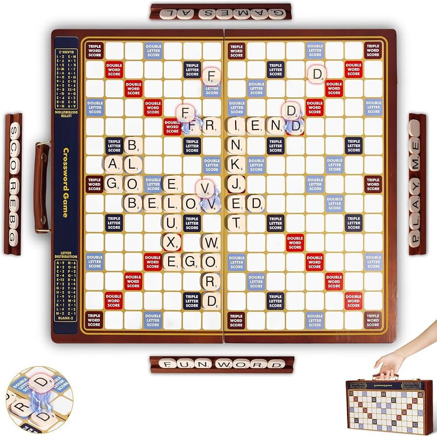 Crossword Game with Magnetic Letter Tiles, Foldable Board into Portable Carry Case, Luxury Editio... | Amazon (US)
