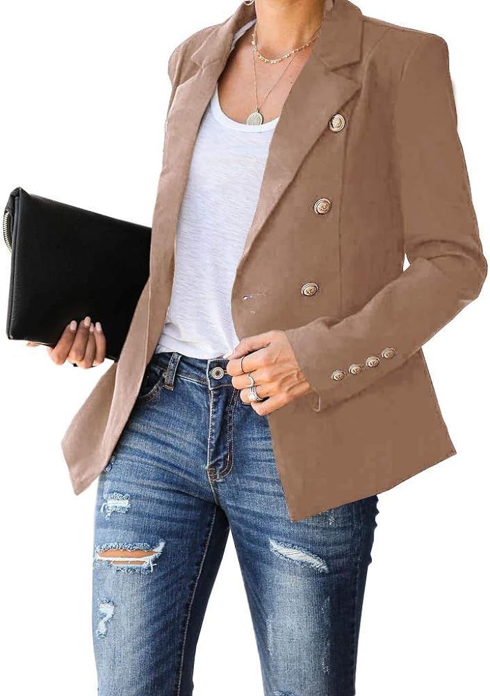 Aurgelmir Women's Casual Blazer Open Front Work Office Chic Blazer Jackets with Button Closure | Amazon (US)