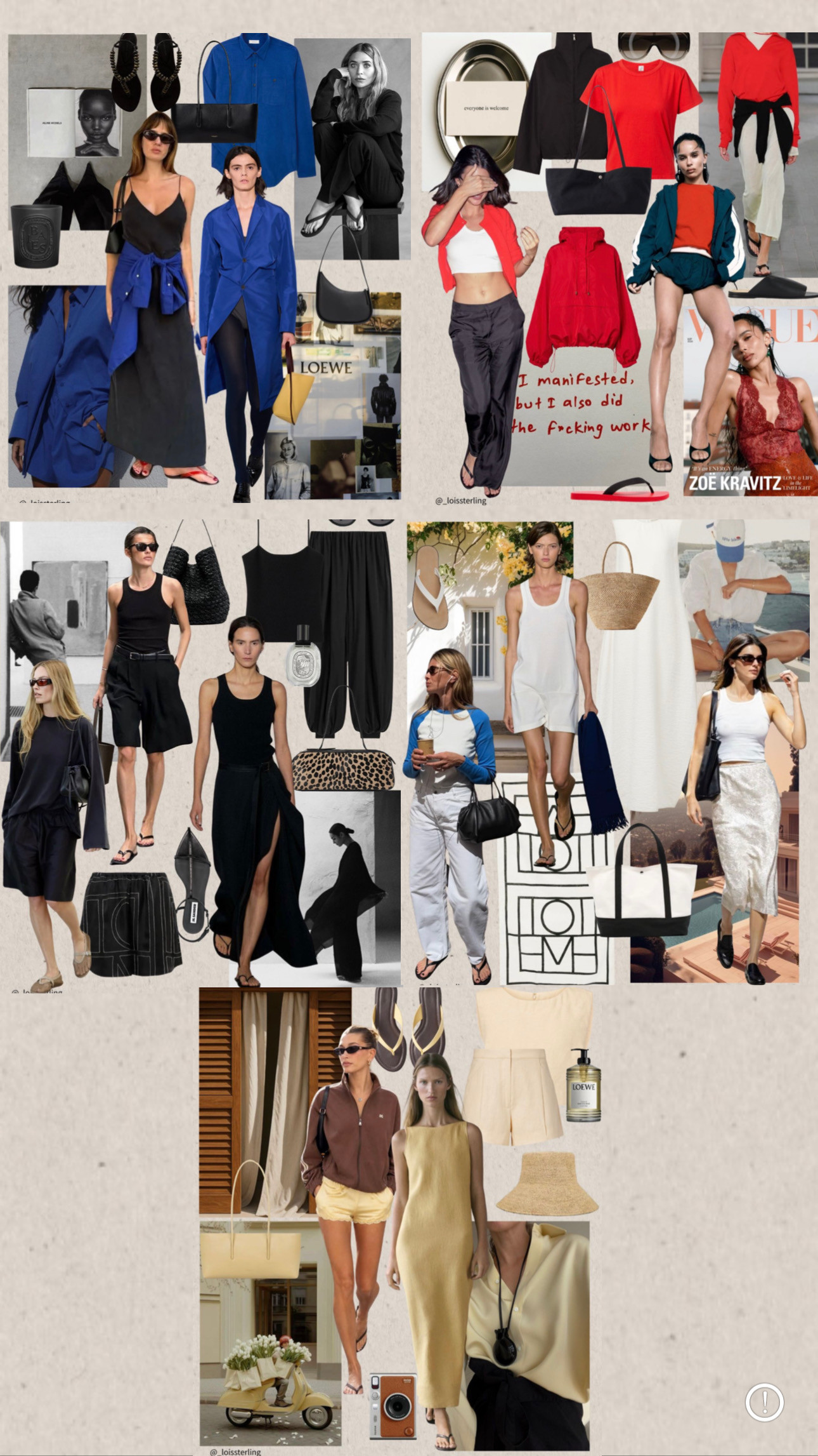 My colour pallet for the season. Cobalt blue, Red, Black, White & butter yellow 💛 5 shoppable inspo edits for how to dress wearing these colours. Which is your fav? 

📌 Pinterest images I keep on coming back to, recreating and taking inspo from. The year and previous. 

 Outfit repeating is the coolest thing you can wear right now! Find the outfit formulas that work for you then repeat. Same applies to how I am weaving my fav colour combos into my wardrobe. If I’m going bold with a Colbalt blue, I’m keeping the rest of my outfit simple, probably all black or white, or I’m leaning  heavily on a pop of colour through a bag, sandal, accessory or even something as stable as my nail colour.  

 