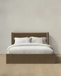 Performance Velvet Wingback Bed - 40" in Walnut | Quince