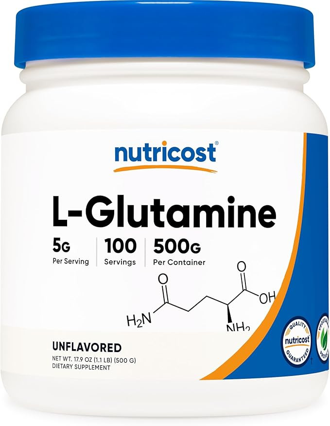 Nutricost L-Glutamine Powder (500 Grams) Unflavored - Gluten Free & Non-GMO, 100 Servings | Amazon (US)