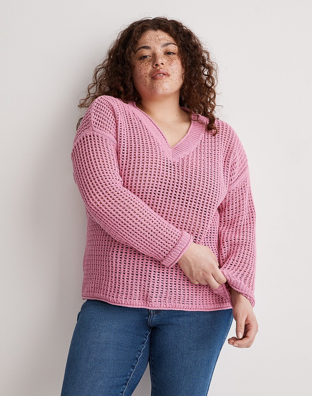 Plus Open-Stitch V-Neck Pullover Sweater | Madewell