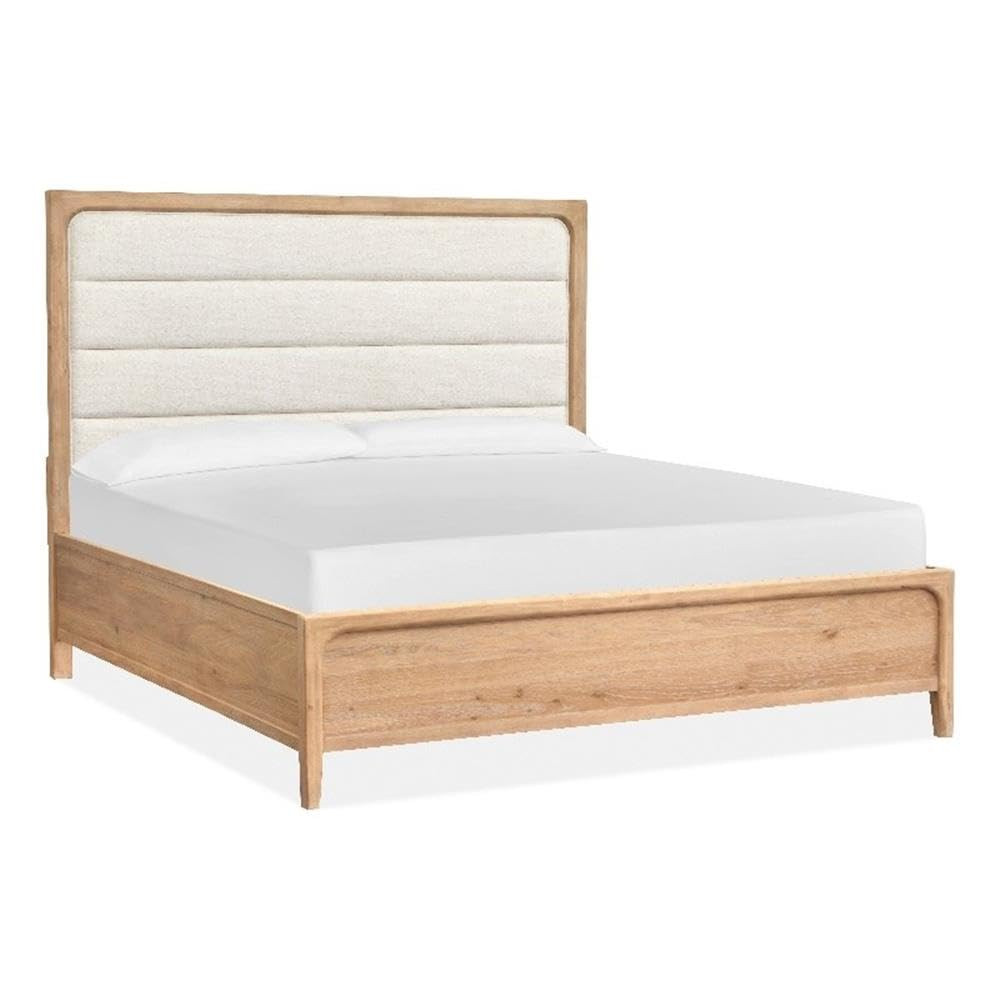 Magnussen Somerset Wood Queen Panel Bed w/Upholstered Headboard in Natural | Amazon (US)