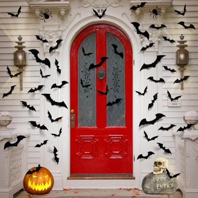 Bats Halloween Decorations: Halloween Bats Wall Decor 100Pcs Bats Wall Decals PVC 3D Wall Bats Scary Stickers Halloween Party Decorations Indoor Outdo | Wayfair North America