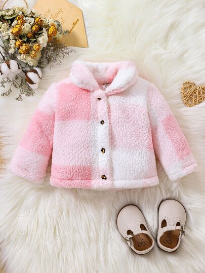 Baby Plaid Pattern Flannel Coat | SHEIN
