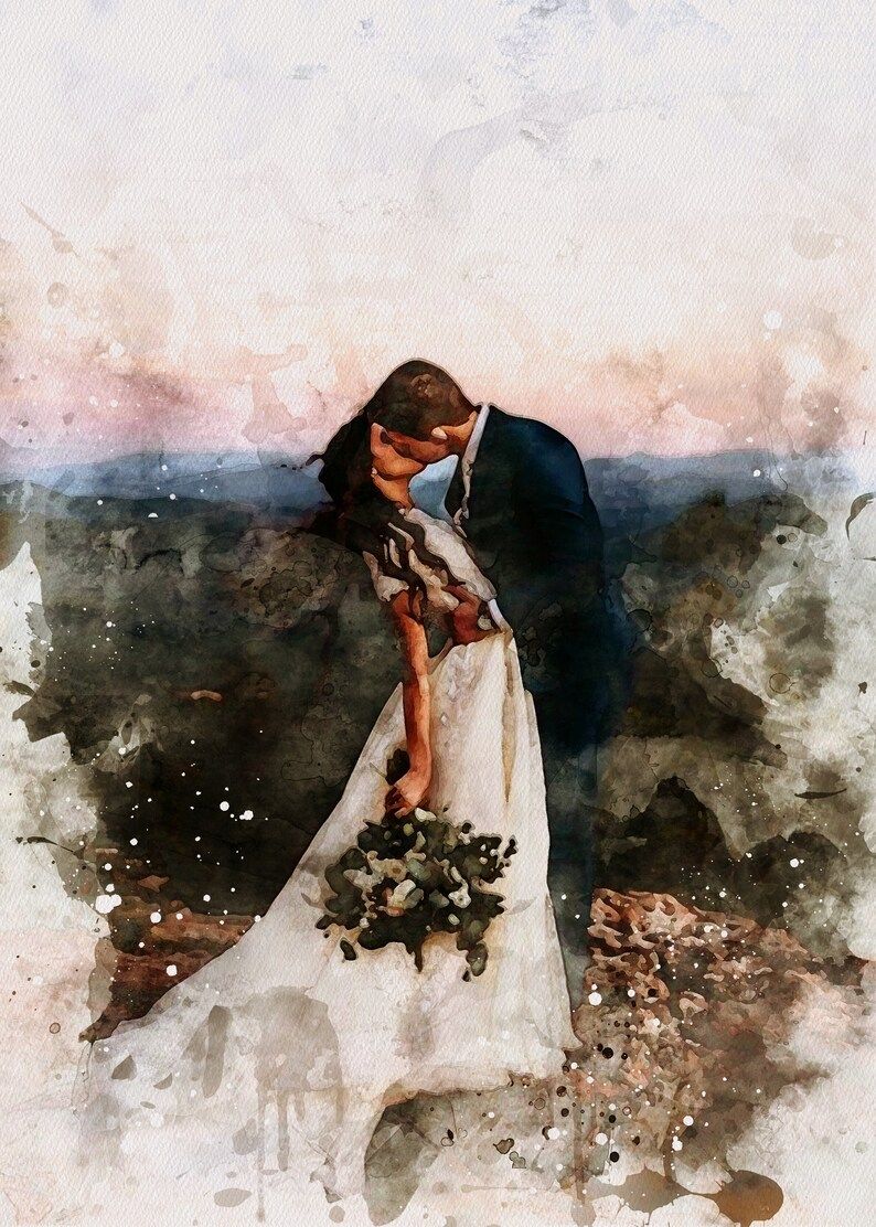 Wedding Illustration, Custom Wedding Portrait From Photo, Custom Couple Portrait Watercolor, Wedd... | Etsy (US)