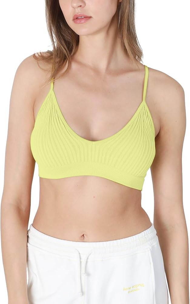 NIKIBIKI Women Seamless Ribbed V-Neck Bralette, Made in U.S.A, One Size | Amazon (US)