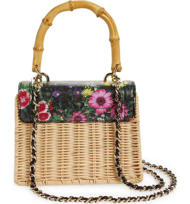 Mini Jaysisa Faux Leather & Rattan Top Handle Bag | Nordstrom
