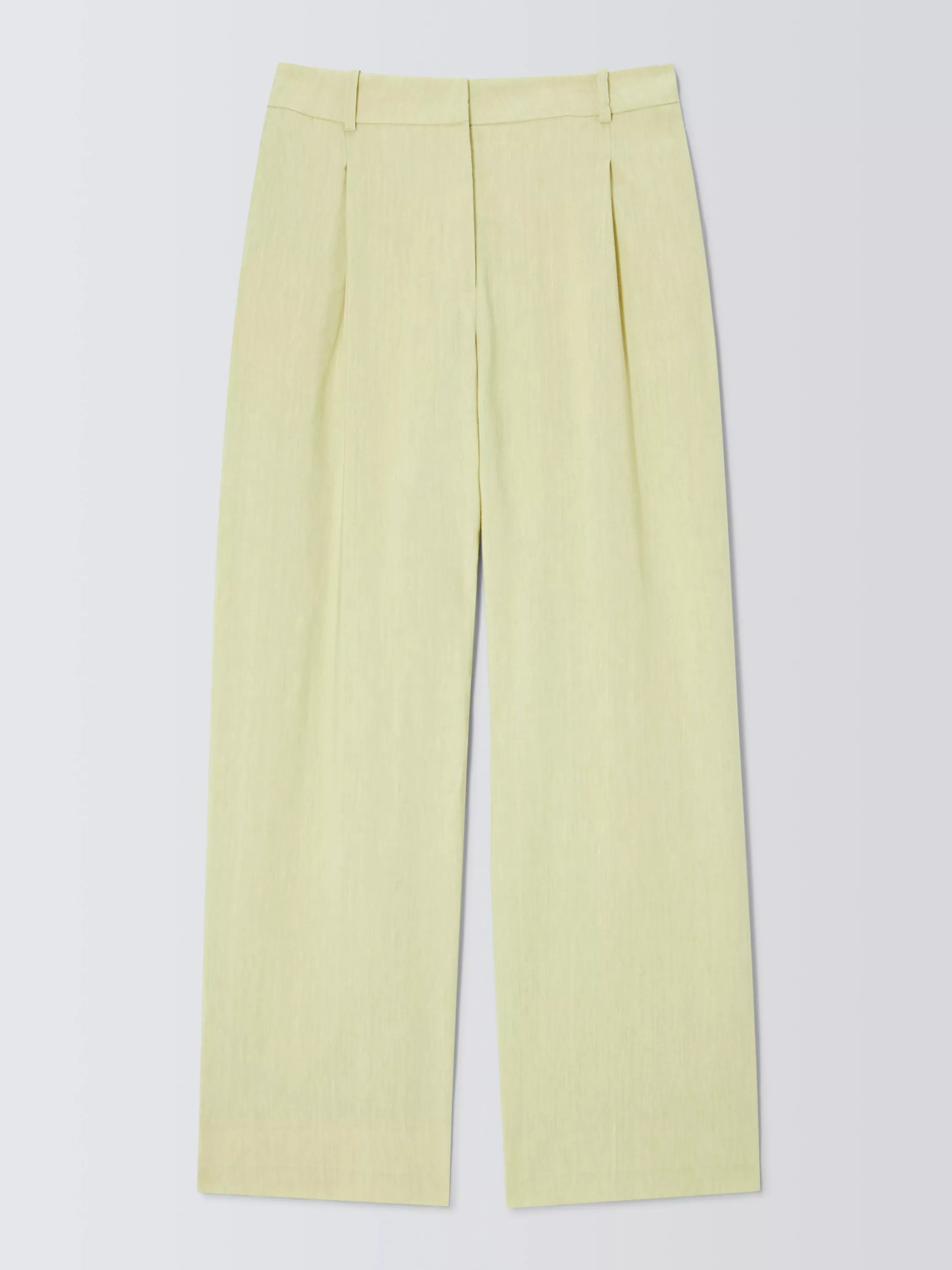 Wide Leg Linen Rich Pleat Detail Tailored Trousers, Spring Green | John Lewis (UK)