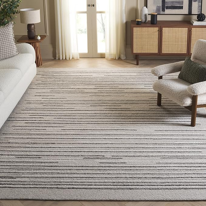SAFAVIEH Area Rug 8x10 - Ebony Collection - Large - Grey & Black, Handmade Wool, Ideal for Living... | Amazon (US)