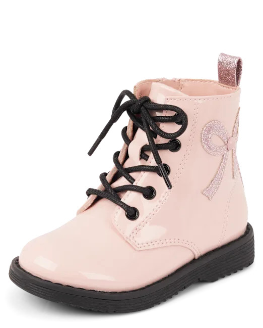 Toddler Girls Glitter Bow Combat Boots - pink | The Children's Place