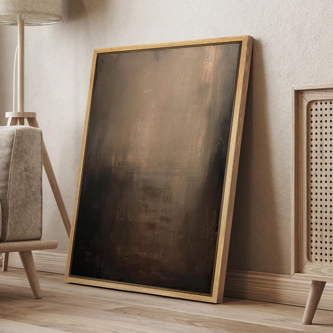 Framed Canvas Print Wall Art Abstract Dark Black Brown Neutral Artwork Illustrations Minimalist M... | Etsy (US)