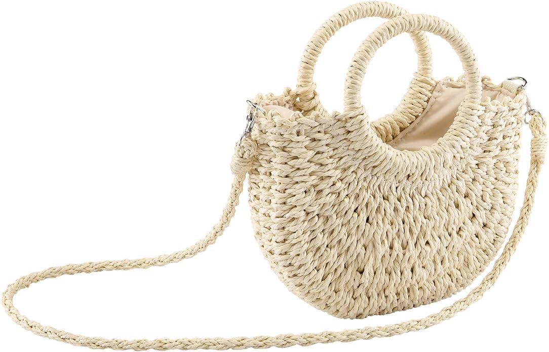 CHIC DIARY Small Summer Beach Straw Bag for Women Crossbody Top Handle Shoulder Handbag Mini Hand... | Amazon (US)