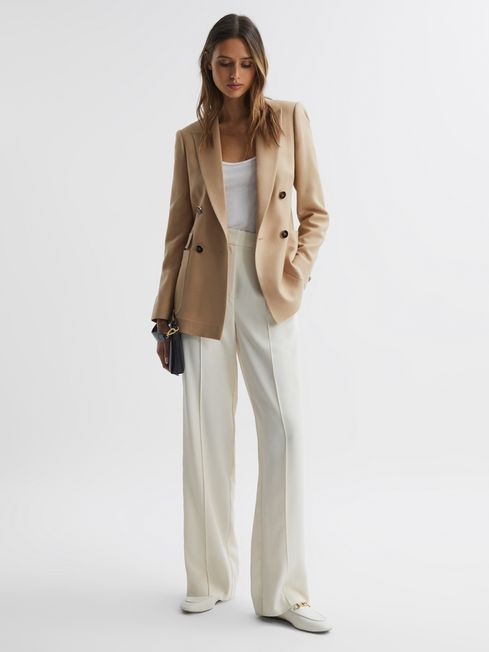 Reiss Light Camel Larsson Double Breasted Twill Blazer | Reiss DE