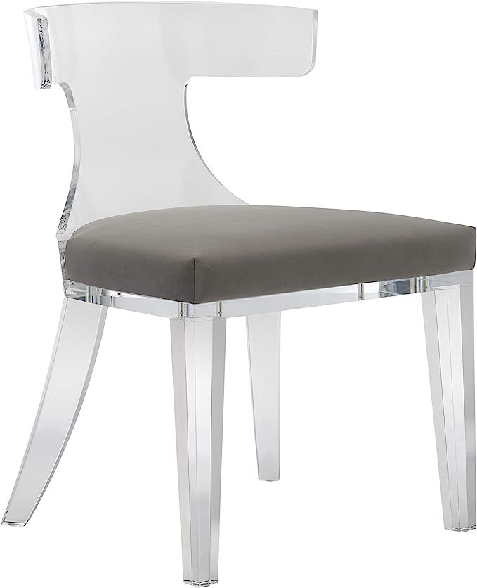 Amazon.com - Safavieh Couture Home Rhys Grey Velvet and Clear Acrylic Dining Chair - Chairs | Amazon (US)