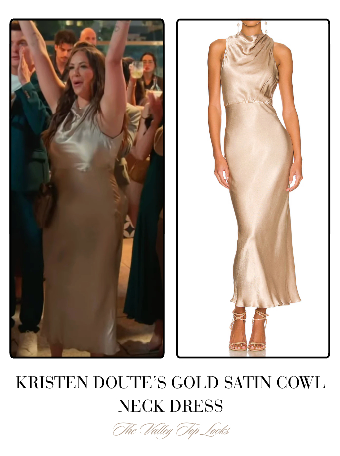 Kristen Doute's Gold Satin Cowl Neck Dress 

 
