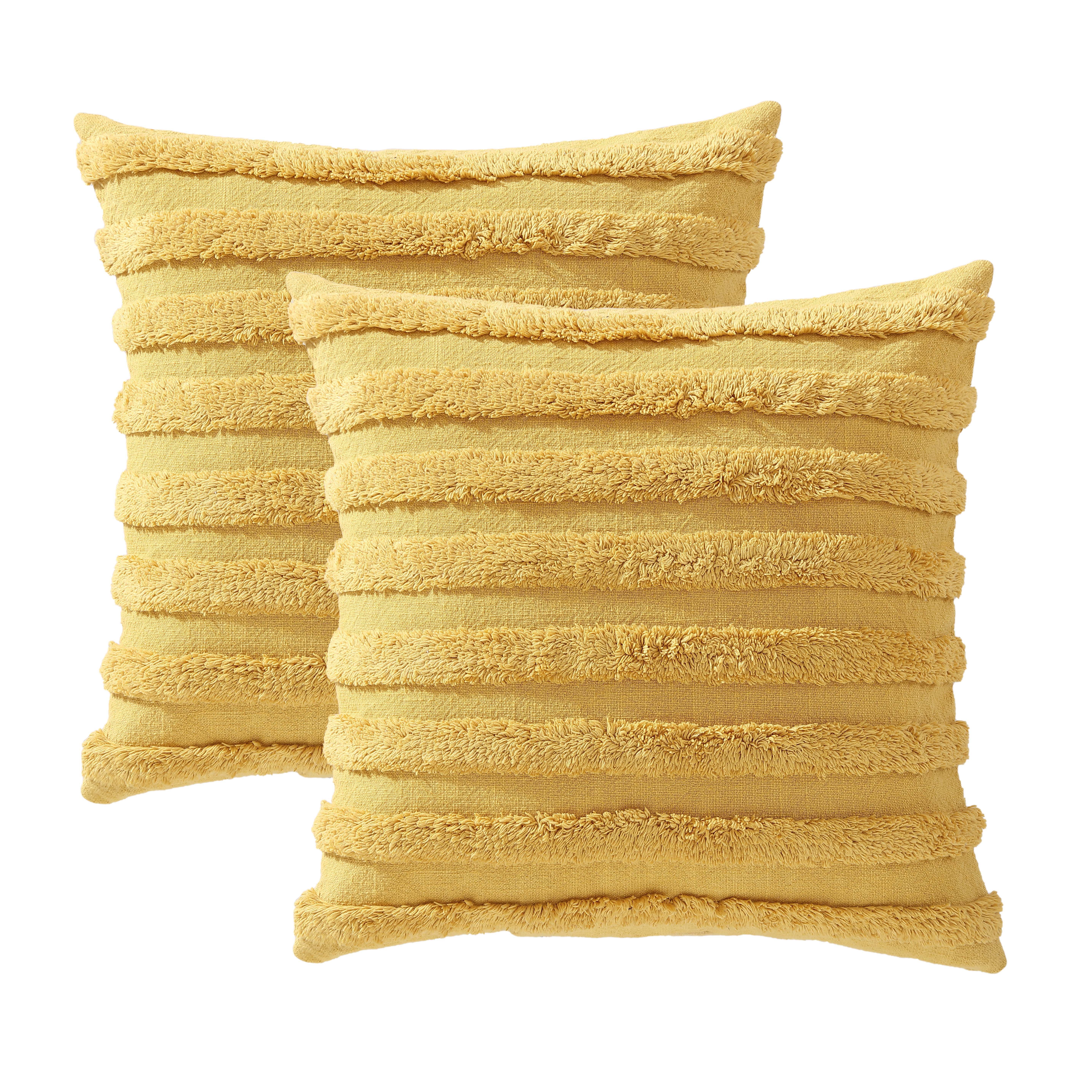 Mainstays Tufted Stripe Decorative Throw Pillows, Yellow, 18'' x 18'', Set of 2 | Walmart (US)