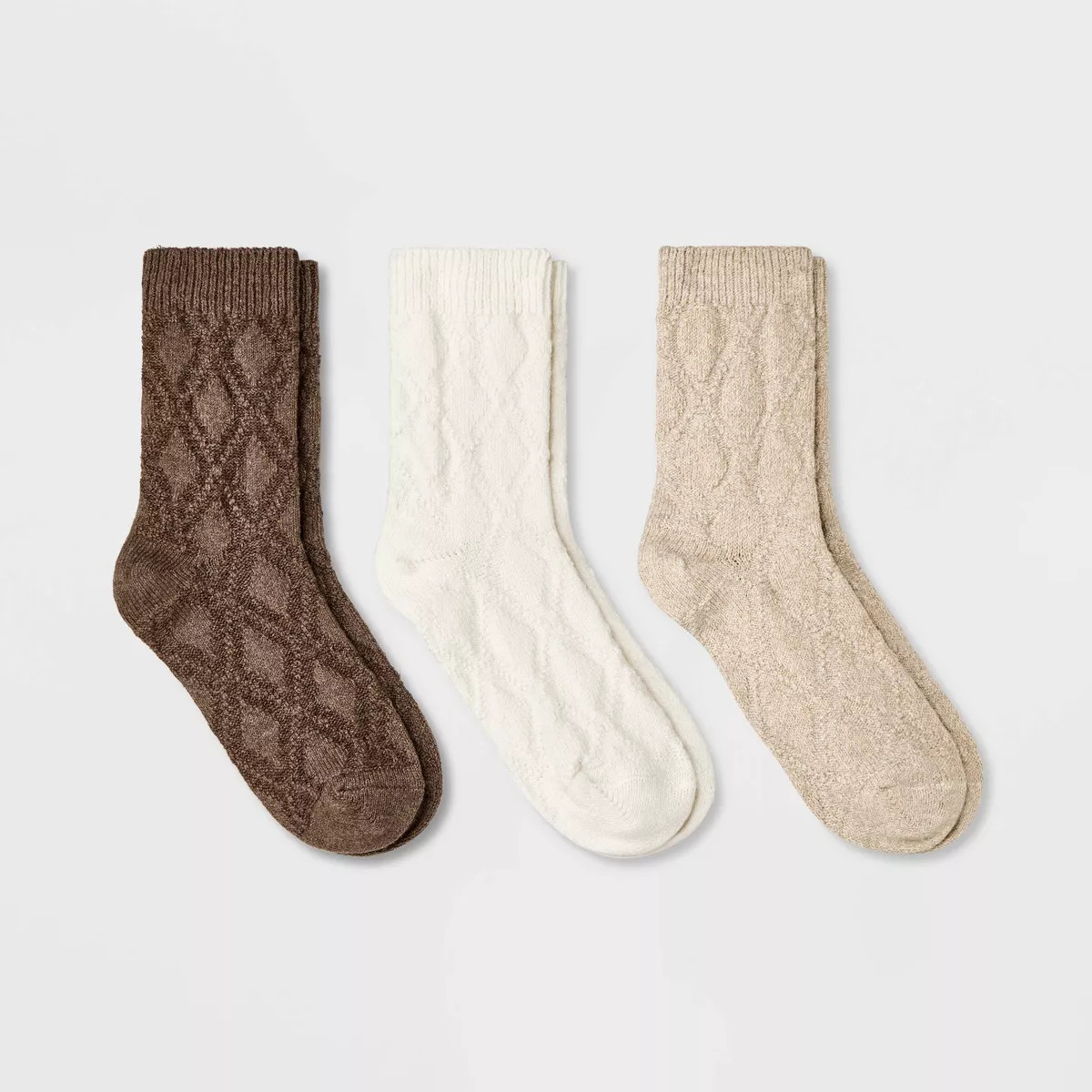 Women's 3pk Textured Argyle Crew Socks - Universal Thread™ 4-10 | Target