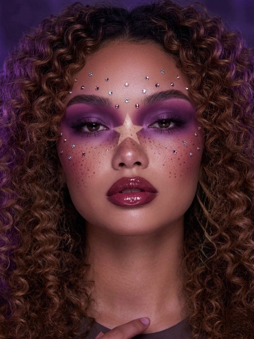  This cosmic glam moment has me in a chokehold and I don’t want out ✨ Purple smoky eye, glossy berry lip, scattered face gems and a star cutout — this look was made for festival season, Halloween, editorial shoots or honestly any time you want to go completely unforgettable 🌟 Every single product is linked in my LTK! #LTKbeauty #LTKfestival #LTKHalloween

#LTKSeasonal #LTKFestival #LTKBeauty