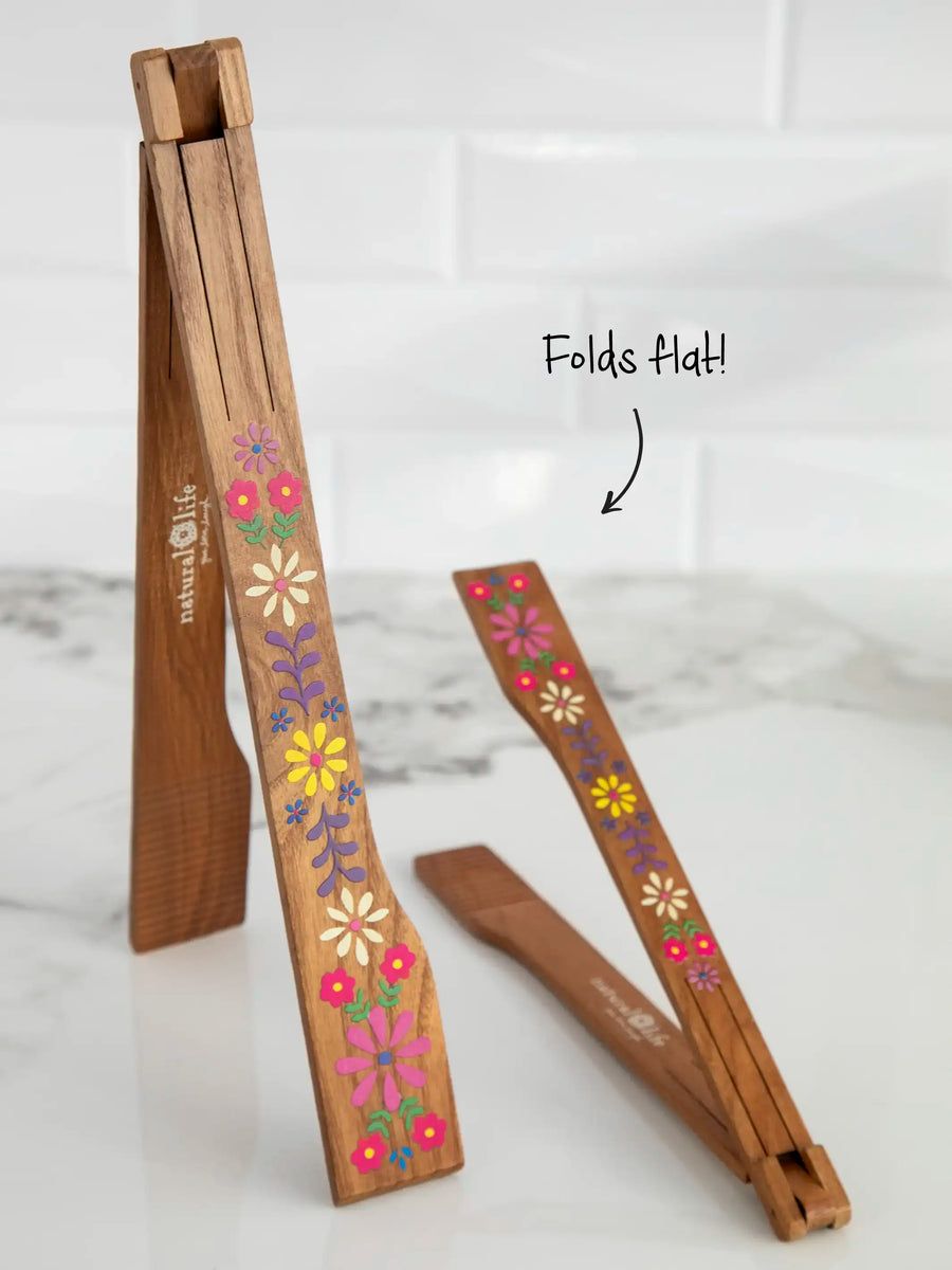 Collapsible Tongs, Set of 2 - Folk Flower | Natural Life
