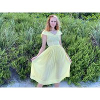 1940's Sheer Dress/Ethereal Garden Party Yellow Caped Cotton See Through Plaid Bridal | Etsy (CAD)