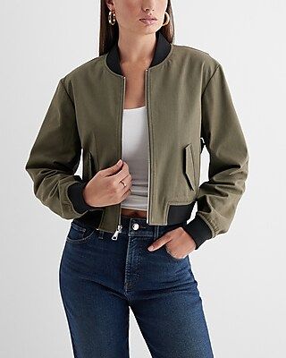 Cropped Tipped Bomber Jacket | Express