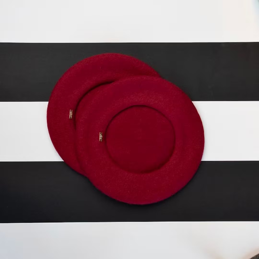 Dark Red Wool Beret - Etsy UK | Etsy (US)