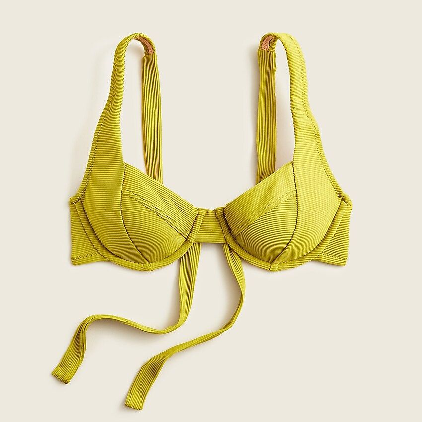 Ribbed cross-back underwire bikini top | J.Crew US