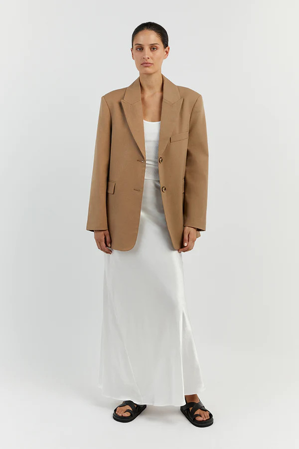 CHARLI WHITE SATIN MAXI SKIRT | DISSH