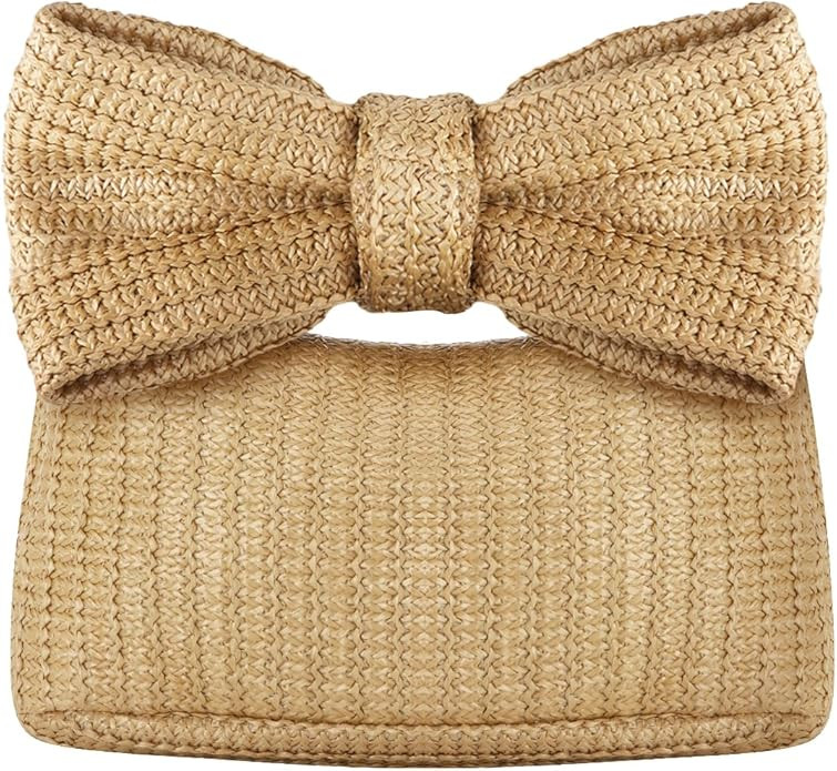 Ynport Bow Straw Clutch Purses for Women Summer Woven Rattan Handbags Wicker Beach Tote Bag 2025 | Amazon (US)