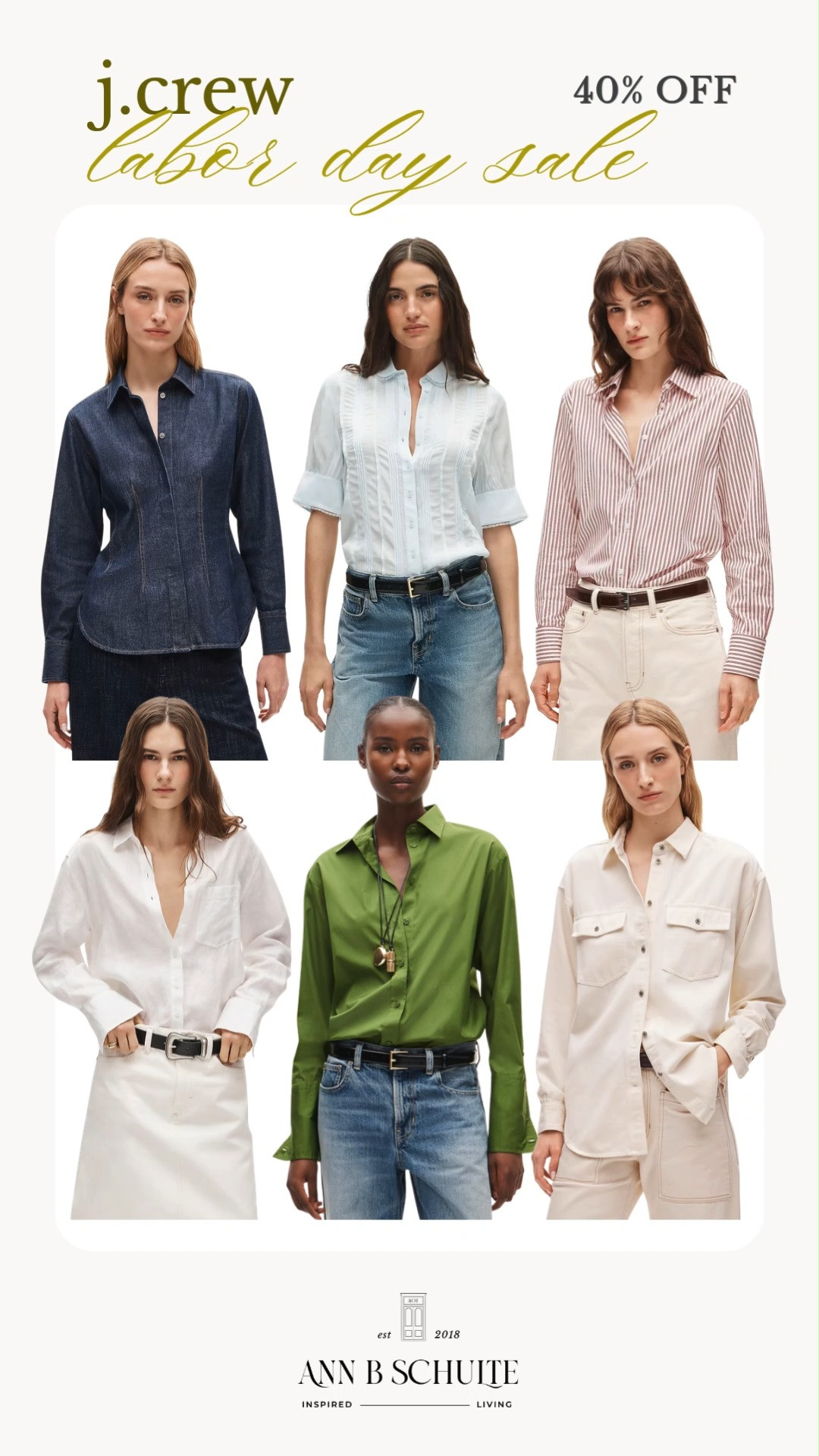 Button-down season, but make it J.Crew. 🤍 These classic shirts are the kind of wardrobe staples that make jeans look polished, trousers feel effortless, and layering a whole lot easier. Even better, J.Crew’s Labor Day Event has them 40% off your purchase, which feels like a pretty perfect excuse to add a timeless favorite to the closet. ✨👚🛍️

#JCrew #JCrewSale #LaborDaySale #ButtonDownShirt #WomensButtonDown #ClassicStyle #WardrobeStaples #FallFashion 

 #LTKootd #LTKSaleAlert