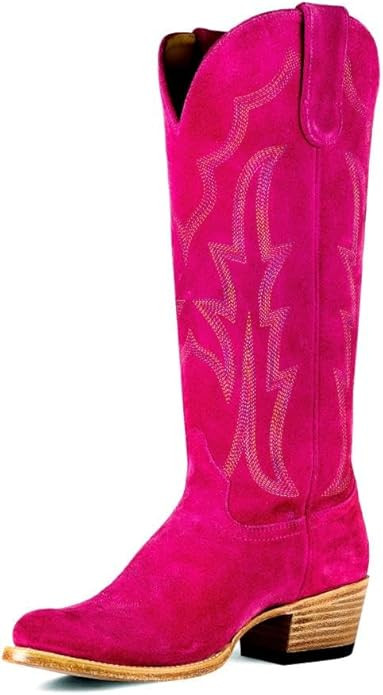 heelchic Womens Embroidered Cowgirl Cowboy Boots Chunky Heel Western Boots Classic Stitching Mid ... | Amazon (US)