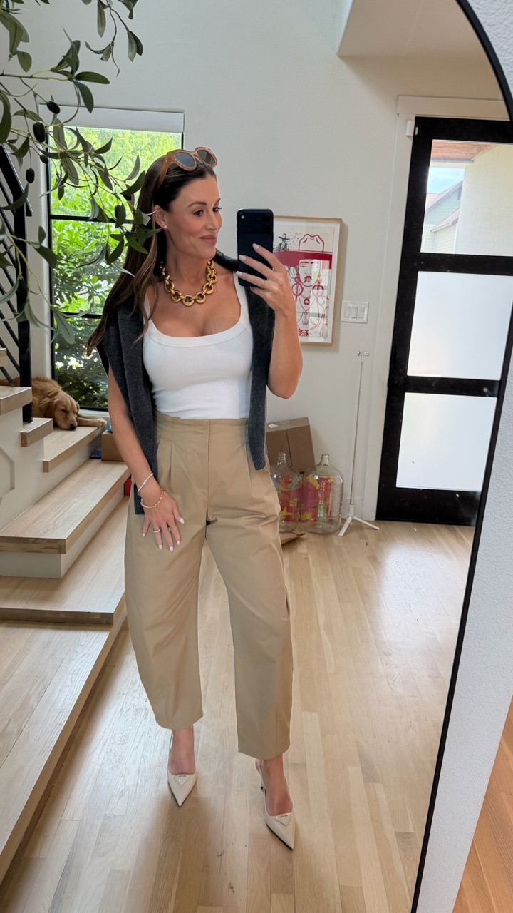 These khaki pants are way cuter in person! Love the high waisted, pleated look. They’re so flattering and I’ve been wearing on repeat since I got them.

Very easy to dress up or down! Love them with a slingback heel like this!

#LTKootd #LTKgrwm #LTKdayinmylife