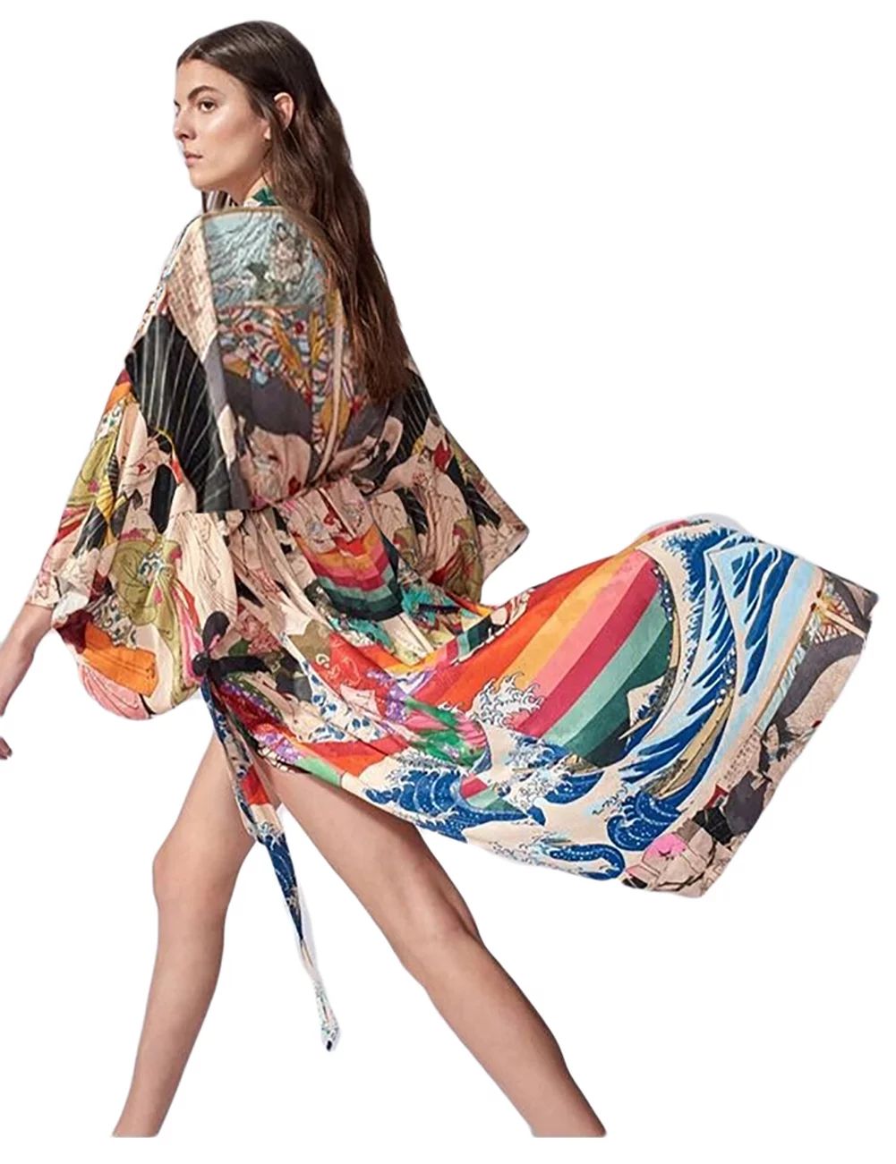 Bsubseach Women's Kimono Cardigan Swimsuit Cover up Summer Long Beach Wear Bathing Suit Cover Ups... | Walmart (US)