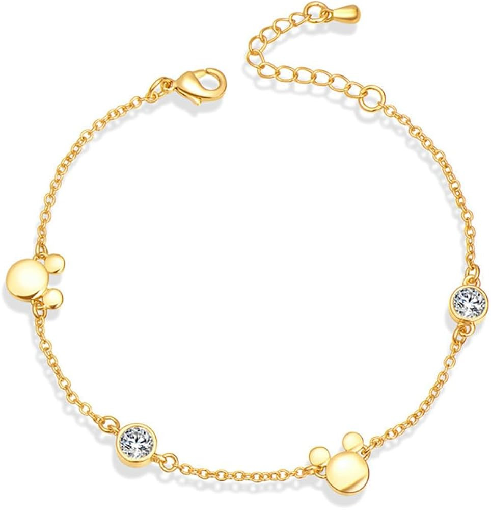 Dainty Mouse Bracelet Crystal Cubic Zirconia Mice Animal Adjustable Chain Hand Wrist Bracelets Cu... | Amazon (US)