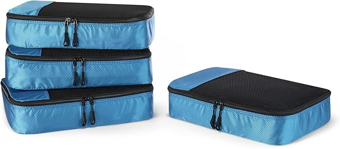 Amazon Essentials 4-Piece Packing Cubes Travel Accessories Set, Luggage Organizer with Double Zip... | Amazon (US)