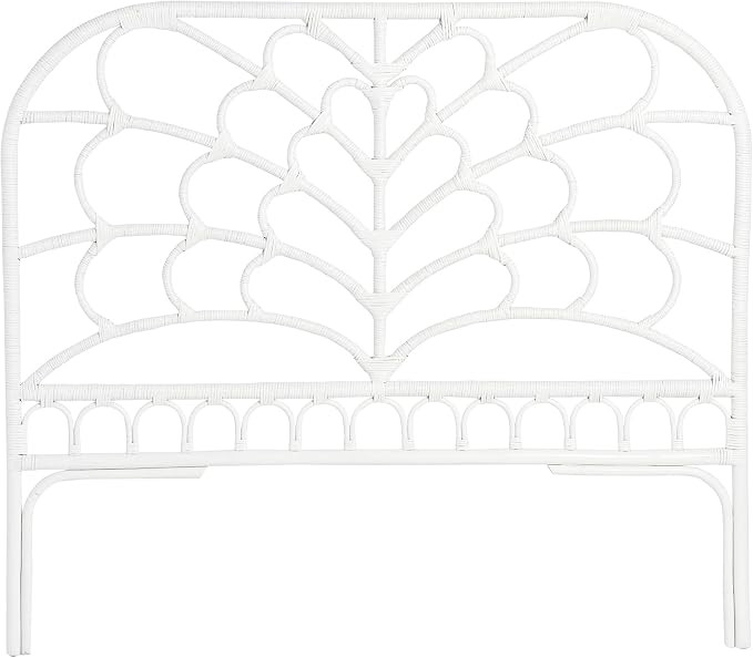 Creative Co-op Rattan Fountain Design, King-Size Headboard, White | Amazon (US)