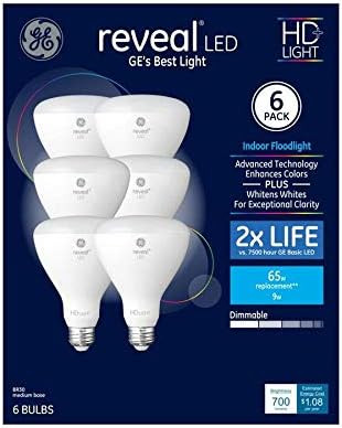 GE Reveal 6-Pack 65 W Equivalent Dimmable Color-Enhancing R30 LED Light Fixture Light Bulbs | Amazon (US)