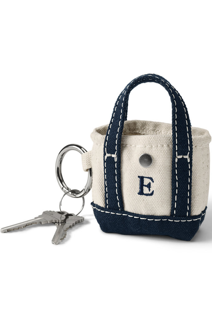 Pre-Monogrammed Letter E Micro Canvas Tote - Lands' End - Ivory | Lands' End (US)
