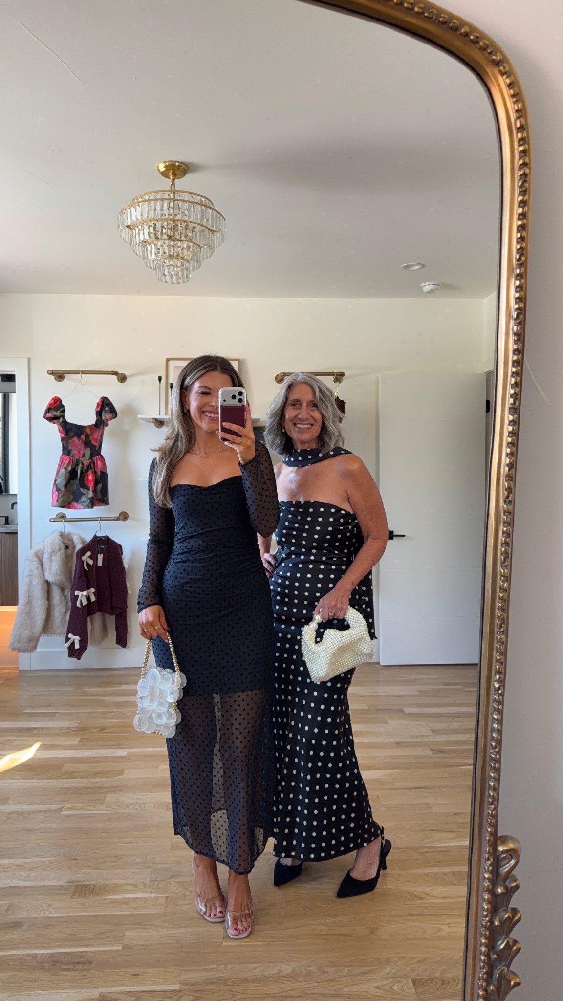 Mom and me wedding guest dresses black sheer long sleeve and strapless polka dot dress 

Vici code: emerson30
Electric picks code: emerson20

Wearing my usual smalls/2
Mom wears a medium/6

Wedding guest
Formal event
Black tie
Sheer
Polka dot
Neck scarf
Fall event
Special occasion
Mother of the bride


#LTKParties #LTKSeasonal #LTKWedding