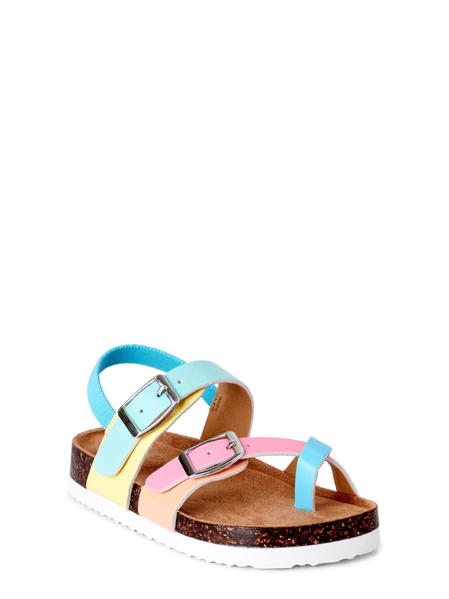 Wonder Nation Toddler Girls Colorblock Toe Post Back-Strap Footbed Sandals | Walmart (US)
