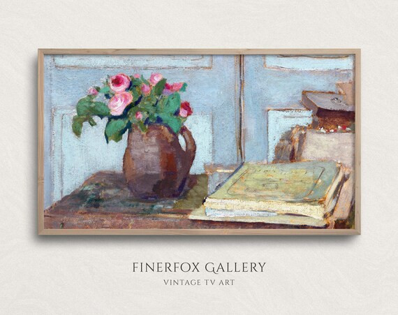 Samsung Frame TV Art  Vintage Still Life Flower Vase & Books | Etsy | Etsy (US)