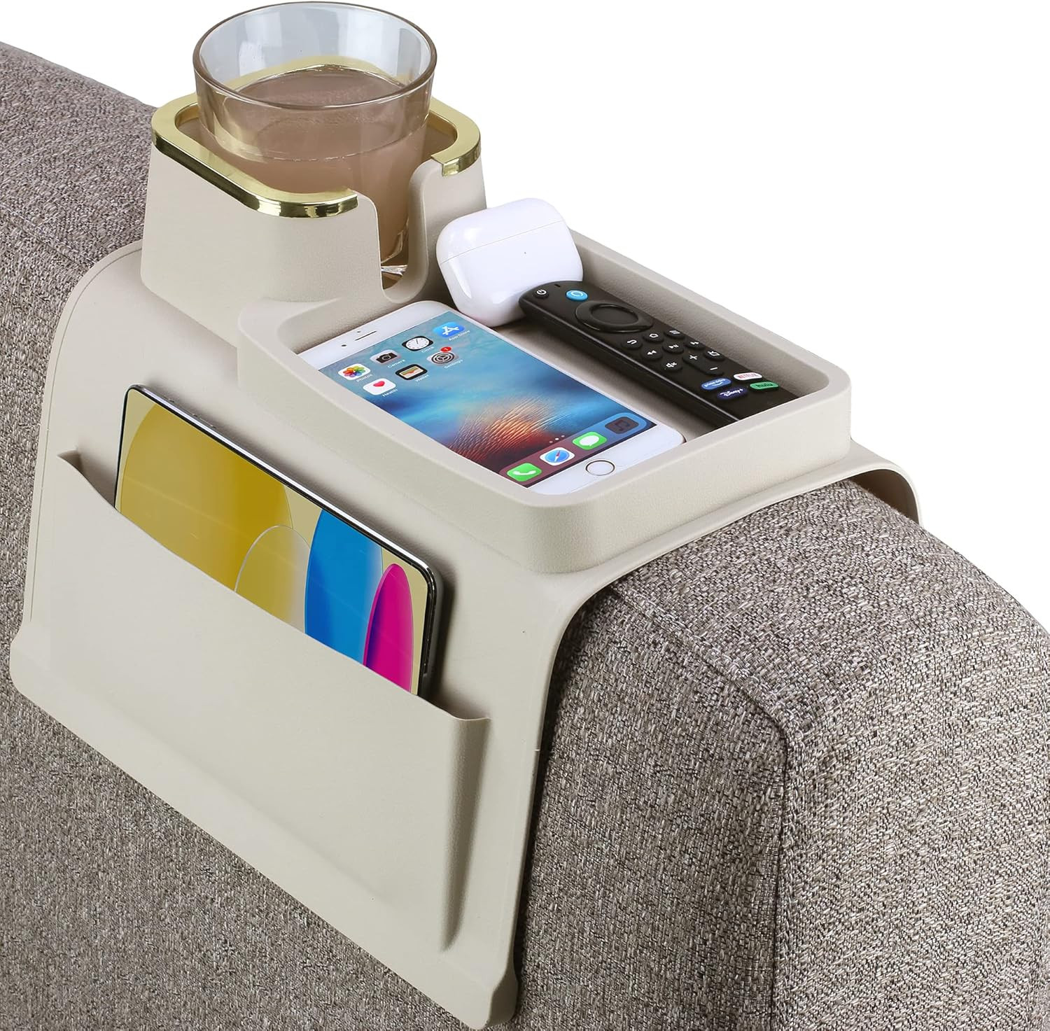 Couch Cup Holder Tray, Anti-Spill and Anti-Slip Sofa Armrest Tray, Dirt-Resistant Silicone Couch ... | Amazon (US)