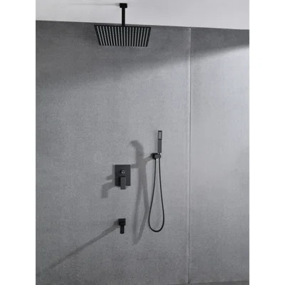 Ceiling Mounted Shower System - 16" Head And Handheld , Brushed Nickel, Stainless Steel, Self-cleaning Nozzle Ensures Unhindered Waterline, Natural Ra | Wayfair North America