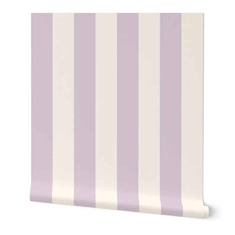 Lilac Mauve  Commercial Grade Wallpaper - Cabana Stripes by weavingmajor - Lavender Stripe Shabby... | Etsy (US)