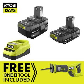 RYOBI ONE+ 18V Lithium-Ion Kit with 2.0 Ah and 4.0 Ah Batteries, Charger with FREE ONE+ 18V Cordl... | The Home Depot