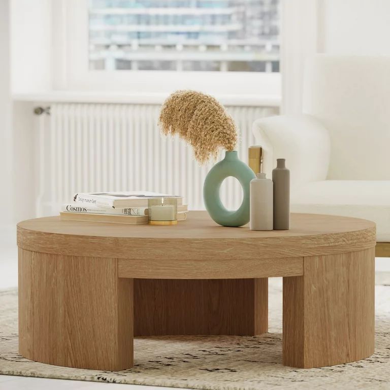 Beautiful Mod Round Coffee Table by Drew Barrymore, Warm Honey Finish | Walmart (US)